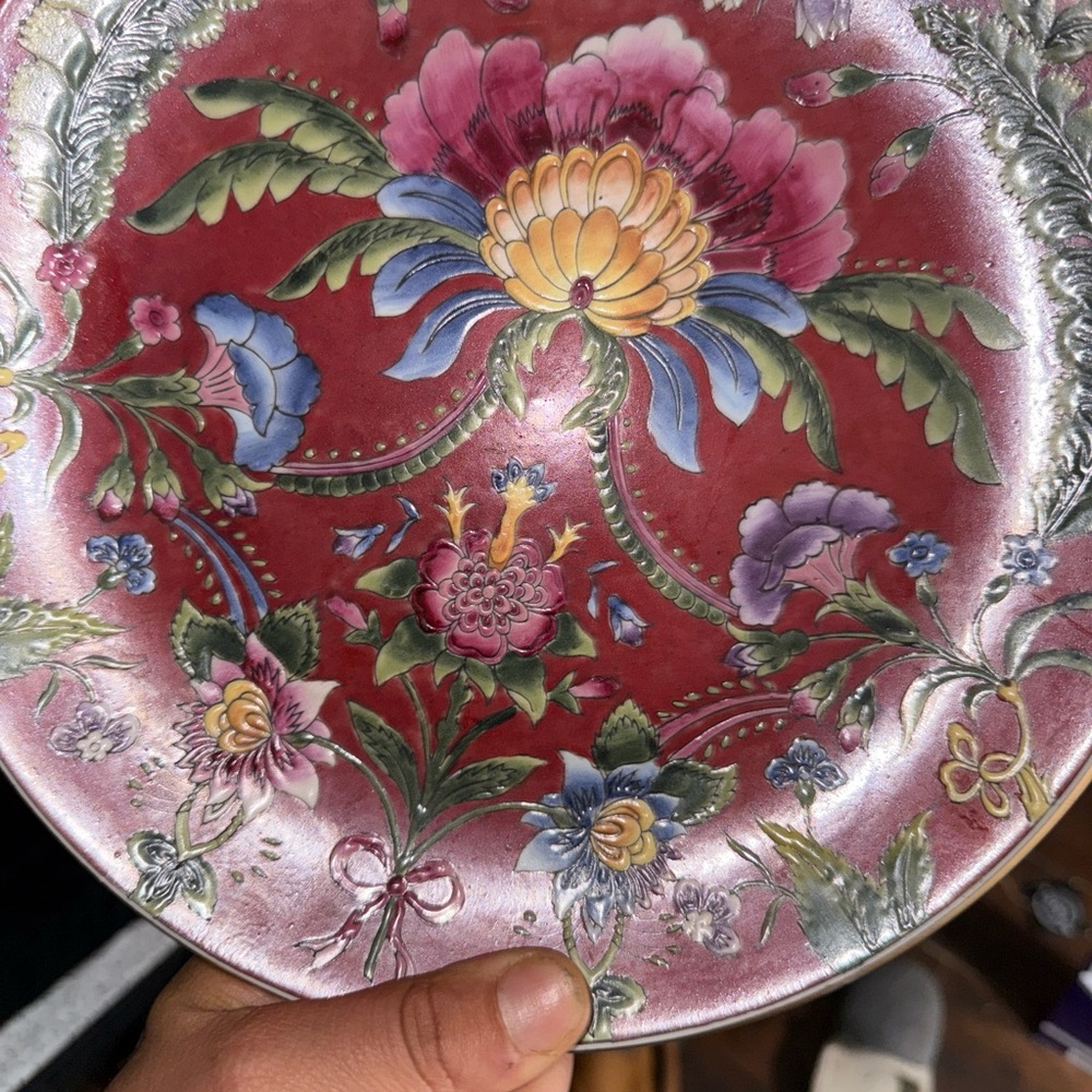 Floral Red Dinner Plate
